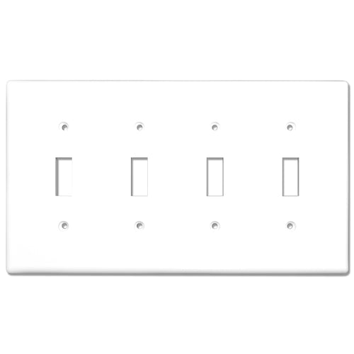 4-Gang Toggle Mid-Size Wall Plate Cover Glossy White