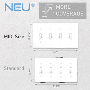 4-Gang Toggle Mid-Size Wall Plate Cover Glossy White