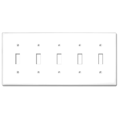 5-Gang Toggle Mid-Size Wall Plate Cover Glossy White