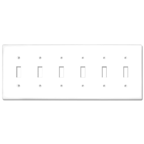 6-Gang Toggle Mid-Size Wall Plate Cover Glossy White