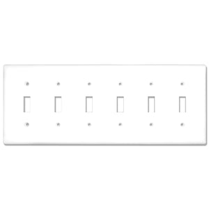 6-Gang Toggle Mid-Size Wall Plate Cover Glossy White