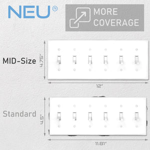 6-Gang Toggle Mid-Size Wall Plate Cover Glossy White