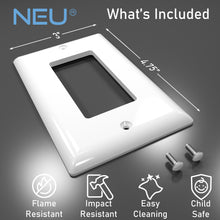 Load image into Gallery viewer, 1-Gang Mid Size Glossy White Rocker Light Switch Electric Outlet Wall Plate Cover