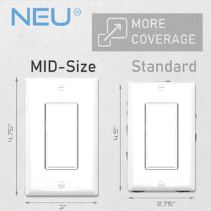 1-Gang Mid Size Glossy White Rocker Light Switch Electric Outlet Wall Plate Cover