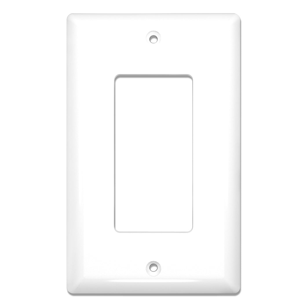 1-Gang Mid Size Glossy White Rocker Light Switch Electric Outlet Wall Plate Cover