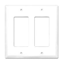 Load image into Gallery viewer, 2-Gang Mid Size Glossy White Rocker Light Switch Electric Outlet Wall Plate Cover