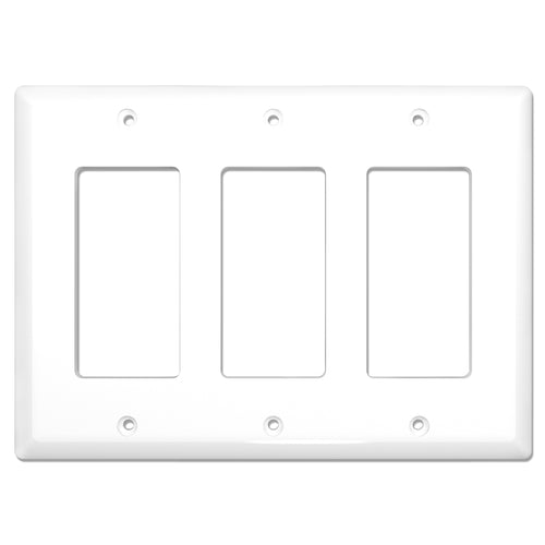 3-Gang Mid Size Glossy White Rocker Light Switch Electric Outlet Wall Plate Cover