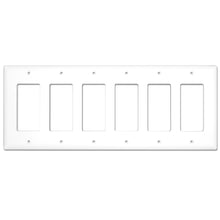 Load image into Gallery viewer, 6-Gang Mid Size Glossy White Rocker Light Switch Electric Outlet Wall Plate Cover