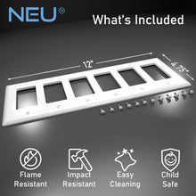 Load image into Gallery viewer, 6-Gang Mid Size Glossy White Rocker Light Switch Electric Outlet Wall Plate Cover