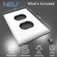Load image into Gallery viewer, 1-Gang Duplex Receptacle Mid-Size Wall Plate Outlet Cover Glossy White