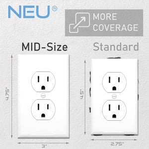 1-Gang Duplex Receptacle Mid-Size Wall Plate Outlet Cover Glossy White