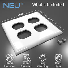 Load image into Gallery viewer, 2-Gang Duplex Receptacle Mid-Size Wall Plate Outlet Cover Glossy White