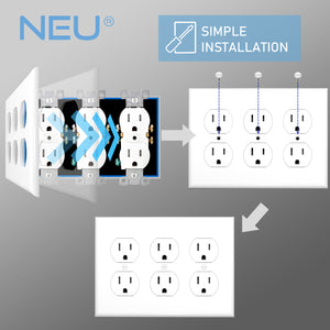 3-Gang Duplex Receptacle Mid-Size Wall Plate Outlet Cover Glossy White