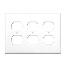Load image into Gallery viewer, 3-Gang Duplex Receptacle Mid-Size Wall Plate Outlet Cover Glossy White