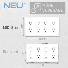 Load image into Gallery viewer, 4-Gang Duplex Receptacle Mid-Size Wall Plate Outlet Cover Glossy White