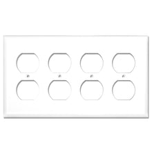 Load image into Gallery viewer, 4-Gang Duplex Receptacle Mid-Size Wall Plate Outlet Cover Glossy White