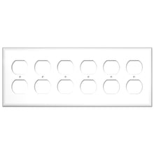 Load image into Gallery viewer, 6-Gang Duplex Receptacle Mid-Size Wall Plate Outlet Cover Glossy White