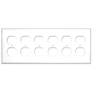 6-Gang Duplex Receptacle Mid-Size Wall Plate Outlet Cover Glossy White