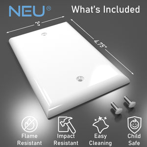 1-Gang Blank Mid-Size Wall Plate  Cover Glossy White
