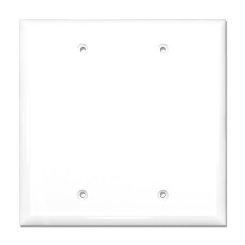 2-Gang Blank Mid-Size Wall Plate  Cover Glossy White