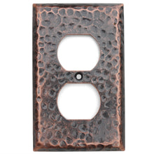 Load image into Gallery viewer, 1-Gang Hammered Finish Copper Duplex Receptacle Mid-Size Wall Plate Outlet Cover