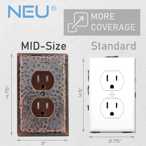 1-Gang Hammered Finish Copper Duplex Receptacle Mid-Size Wall Plate Outlet Cover