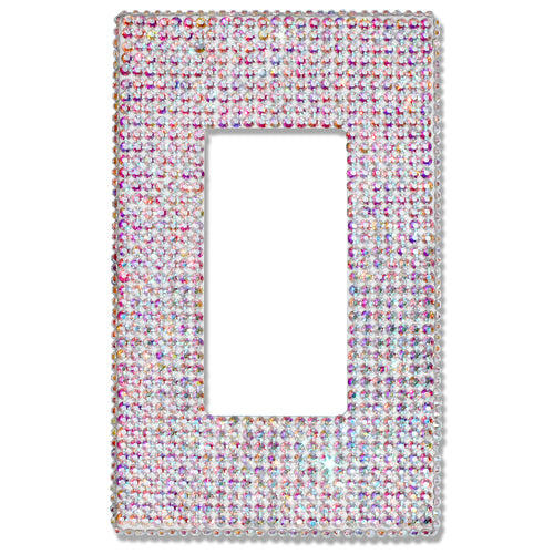1-Gang Rocker AB Color Rhinestone Screwless Wall Plate Light Switch Outlet Cover